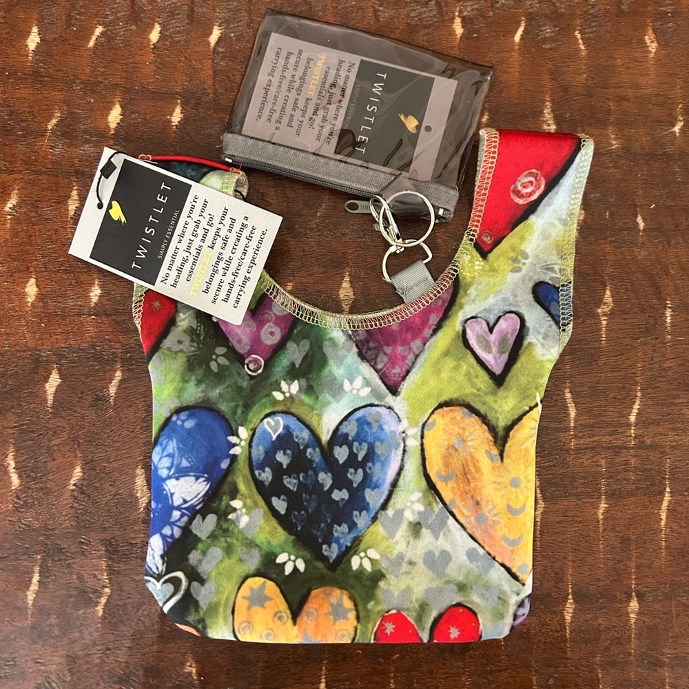 NWT-  Stretch Neoprene Wristlet with Multicolored Hearts
